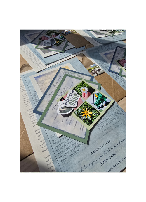 blue art works and recipe cards
