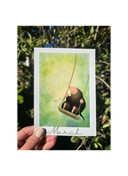 art print of a mole with a green background and a daisy chain crown