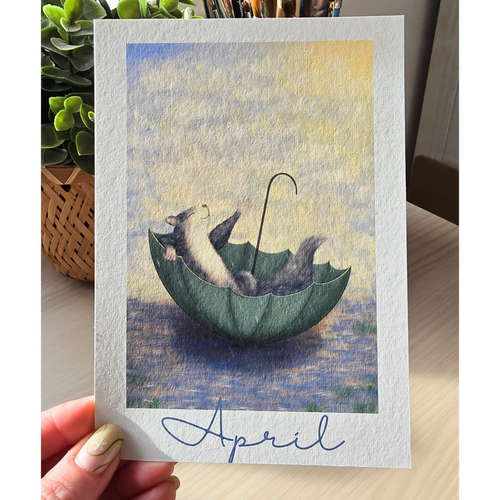 illustration of a squirrel on textured paper